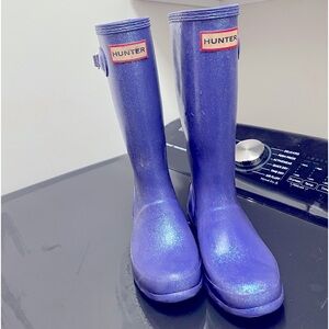 Hunter rain boots, girls, purple sparkle